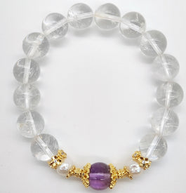 Amethyst, Quartz and Pearl Bracelet