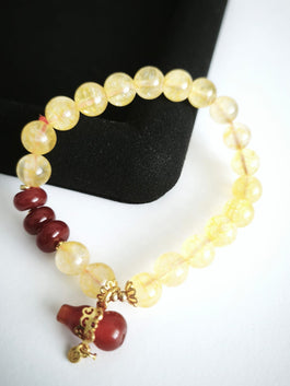 Citrine and Gourd-Shape Red Agate Bracelet