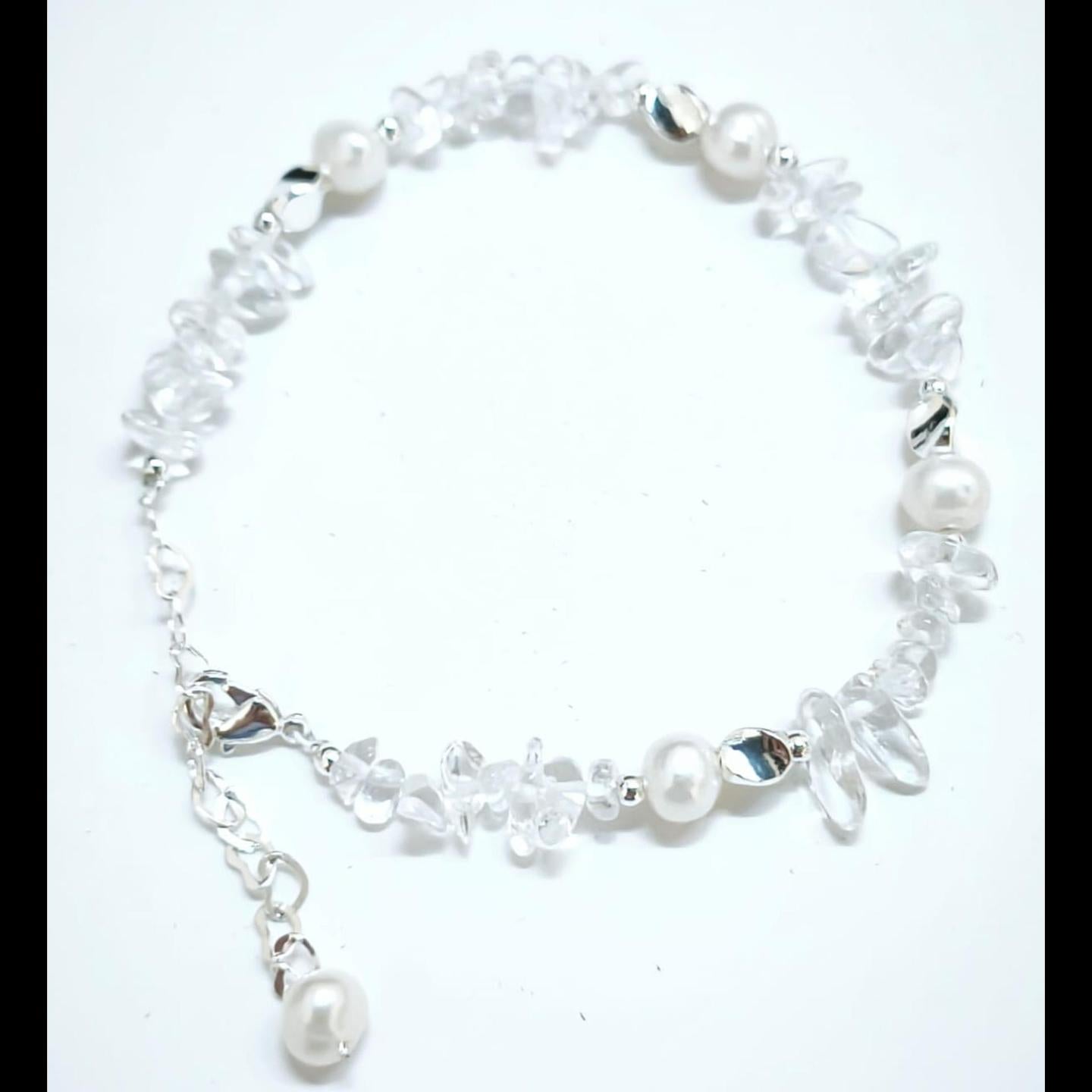 Quartz and Pearl Adjustable Bracelet