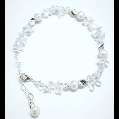 Quartz and Pearl Adjustable Bracelet