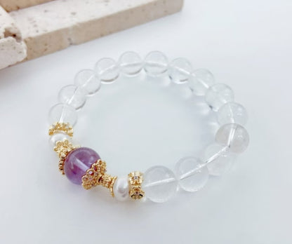 Amethyst, Quartz and Pearl Bracelet