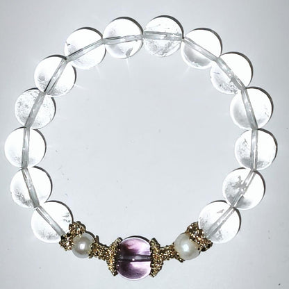 Amethyst, Quartz and Pearl Bracelet