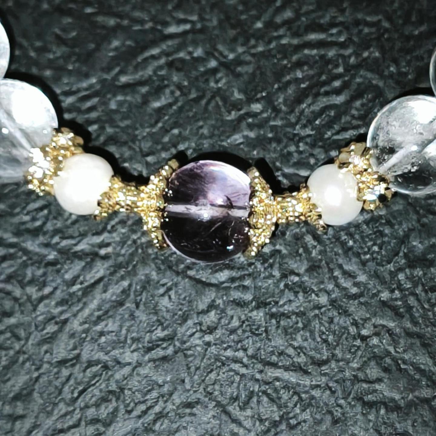 Amethyst, Quartz and Pearl Bracelet