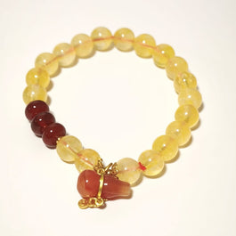 Citrine and Gourd-Shape Red Agate Bracelet