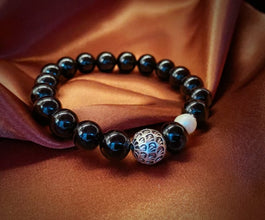 Obsidian and Pearl Bracelet