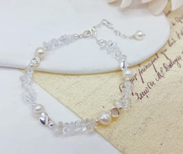 Quartz and Pearl Adjustable Bracelet