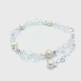 Quartz and Pearl Adjustable Bracelet
