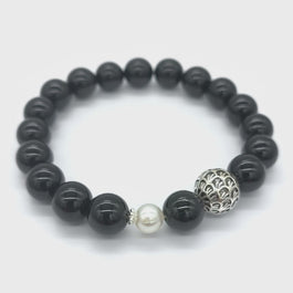 Obsidian and Pearl Bracelet